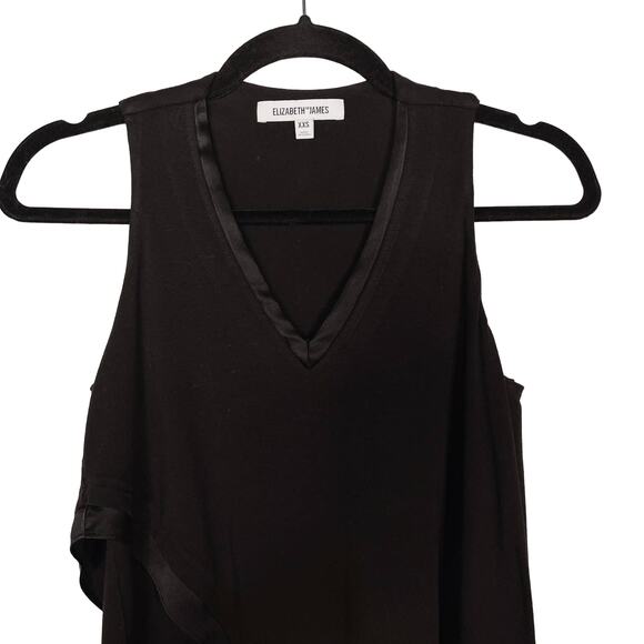 Elizabeth and James 2XS Black Asymmetrical Tank Top V Neck Layered XXSmall - Picture 3 of 9